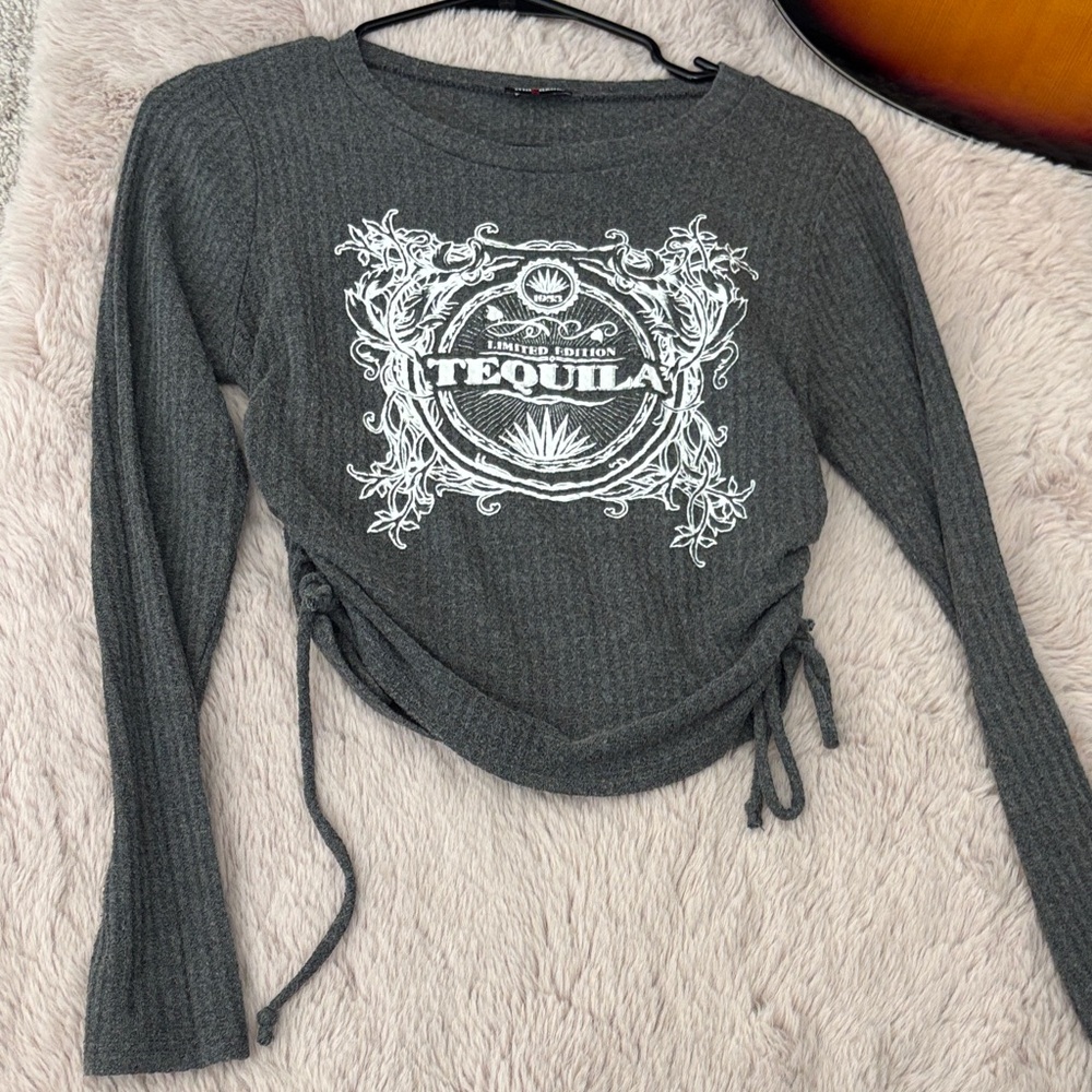 Fashion Magazine Charcoal Gray Tequila Top